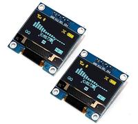 Fasizi 2Pcs 0.96" I2C IIC SPI Serial 128x64 OLED Display Module Board with Pin Headers for Arduino - Yellow Blue font