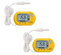 Fasizi 2pcs LCD Digital Aquarium Thermometer Fish Tank Water Terrarium Temperature - Yellow
