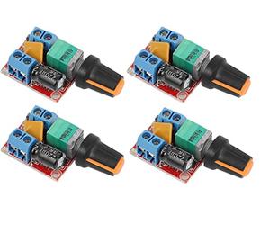 Fasizi 4pcs DC Motor Speed Control Driver Board 3V-35V 5A PWM Controller Stepless DC 3V 6V 12V 24V 35V Variable Voltage Regulator Dimmer Governor Switching Build with LED Indicator and Switch Function