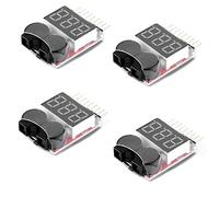 Fasizi 4PCS RC Lipo Battery Monitor Alarm Tester Checker Low Voltage Buzzer Alarm with LED Indicator for 1-8 S Lipo LiFe LiMn Li-ion Battery