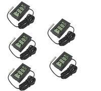 Fasizi 5Pcs Digital LCD Thermometer Temperature Monitor with External Probe For Fridge Freezer Refrigerator Aquarium -Black