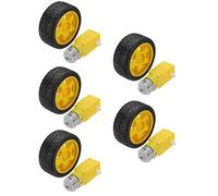 Fasizi 5Pcs Smart Car Robot Plastic Tire Wheel with DC 3-6V Gear Motor for Arduino