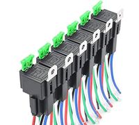 Fasizi 6Pcs 12V 30A Fuse Relay Switch Harness ATO/ATC Blade Fuse, 5-Pin SPST Automotive Electrical Relays with Heavy Duty 14 AWG Wires