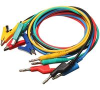 Fasizi Banana Plug to Crocodile Clips Cable, 5pcs Electronic Test Leads Kit 4mm Banana Plug Safety Soft Silicone Wire Stack Test Lead 14AWG Extension Cable Multimeter Test Cable Set