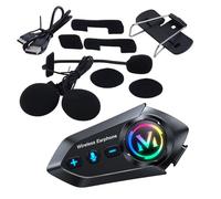 Fasizi Motorcycle Helmet with Bluetooth Wireless Headphones Headset with Microphone Hands-Free One Person Earphone IPX56 Waterproof Music Hard Mic