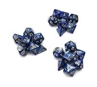 Fasizi Polyhedral Dice Set Table Games Dice 3 Sets Dice 3 x 7 (21 Pieces) Die Series D20 D12 D10 D8 D6 D4 DND dice DND RPG MTG Double Colors One Piece (Blue and Sliver)