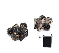 Fasizi Transparent Polyhedral Dice Set Table Games Dice 2 Sets Dice 2 x 7 (14 Pieces) Die Series D20 D12 D10 D8 D6 D4 DND dice DND RPG MTG Double Colors One Piece (Black)