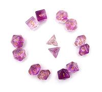 Fasizi Transparent Polyhedral Dice Set Table Games Dice 2 Sets Dice 2 x 7 (14 Pieces) Die Series D20 D12 D10 D8 D6 D4 DND dice DND RPG MTG Double Colors One Piece (Purple)
