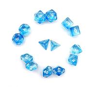 Fasizi Transparent Polyhedral Dice Set Table Games Dice 2 Sets Dice 2 x 7 (14 Pieces) Die Series D20 D12 D10 D8 D6 D4 DND dice DND RPG MTG Double Colors One Piece (Blue)