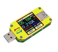 Fasizi UM34C USB Meter Tester Voltage Current Bluetooth Battery Power Charger Voltmeter Ammeter Multimeter Tester, 1.44 Inch Color LCD Display USB 3.0 Type- C Cable Resistance Load Impedance Meter