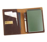 Fasjosma Leather Cover Compatible with Rite in the Rain & Rocketbook Mini Notebooks, Top Bound Spiral Notebook Cover, Leather Cover for 4'' x 6'' Pocket Notepad With Pen Holder - Brown