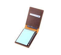 Fasjosma Leather Cover for 3.5”x5.5” Top Spiral Notebook, Handmade Leather Notebook Cover Compatible with Rocketbook Mini Size, Small Pocket Size Memo Notepads Holder with Business Card Holder-Brown