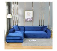 Fasksh Elastic Velvet Sofa Covers Turquoise Blue Corner Cover Sofa Chaise Cover Lounge Anti Cat Scratch Sofa Cover for Living Room(Royal blue,Size M(145-185cm))