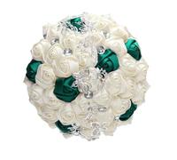 Fasksh Green Rhinestone Brooch Wedding Bouquet For Bride Bridesmaid Ribbon Flowers Many Size And Colors (Color : G6, Size : 21 CM)