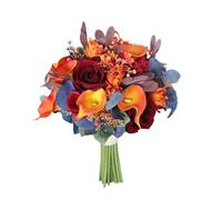 Fasksh Summer Rustic Wedding Bouquets For Bride Pink White Handmade Silk Artificial Flowers Bridal Bouquet Wedding Decoration (Color : Orange)