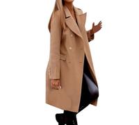 FASLOLSDP Cardigan Women's Long Winter Jacket Double Breasted Wind Jacket Coat Trench Coat Elegant Wool Jacket Turn-Down Collar Long Sleeve Winter Coat Wool Coat Transition Jacket Business Work Jacket