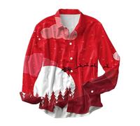FASLOLSDP Christmas Shirt Men's Long Sleeve Shirt Festive Prints Button Down Collar Made of Pure Cotton for Parties Events Comfortable Breathable Easy Care Fashionable Design, red, M