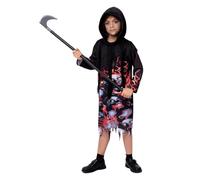 FASLOLSDP Grim Reaper Costume Children's 2 Pieces Scary Ghost Costume Horror Demon Grim Reaper Costume Carnival Dress Halloween Cosplay Props Halloween Carnival Fancy Dress