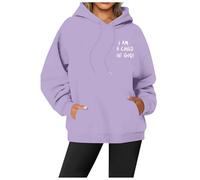 FASLOLSDP Hooded Sweatshirt Women's Graffiti Print Hoodie Y2K Style Fashion Cotton Mix Plus Size Long Sleeve with Zip Pocket for Teenagers and Adults, Purple, S