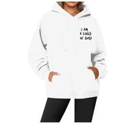 FASLOLSDP Hooded Sweatshirt Women's Graffiti Print Hoodie Y2K Style Fashion Cotton Mix Plus Size Long Sleeve with Zip Pocket for Teenagers and Adults, White, L