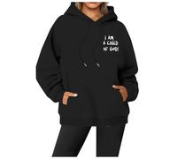 FASLOLSDP Hooded Sweatshirt Women's Graffiti Print Hoodie Y2K Style Fashion Cotton Mix Plus Size Long Sleeve with Zip Pocket for Teenagers and Adults, black, M