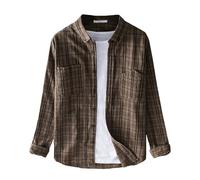 FASLOLSDP Men's Long Sleeve Shirt, Fashion Leisure Shirts, Loose Button Down Shirt Jacket with Lapels, Cardigan, Colour Block, Colour Gradient Shirts, Casual Shirt, Checked Shirt for Men, Army Green1,