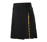 FASLOLSDP Men's Original Tartan Skirt, Tartan Kilt in Wallace Design with Wool Fabric, Traditional Highland Party Dress with Zip, Ideal for Scottish Festivals and Bridesmaids, yellow, 4XL