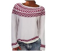 FASLOLSDP Norwegian mohair christmas sweater for women casual chunky knit sweater winter cashmere sweater comfy clothes teen girls new year gift, Watermelon Red A, S