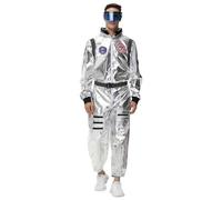 FASLOLSDP Silver Astronaut Costume | Adult Women Men Costume | Space Astronaut Uniforms | Space Spaceman Halloween Spaceman Jumpsuit Outfit | Cosplay Space Jumpsuit