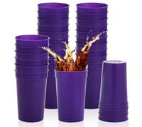 Fasmov 30 Pack 16 oz. Plastic Cups Plastic Tumblers Blank Reusable Drink Tumblers for Parties, Events, Marketing, Weddings, Purple