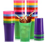 Fasmov 30 Pack 16 oz. Plastic Cups Plastic Tumblers Blank Reusable Drink Tumblers for Parties, Events, Marketing, Weddings, Colorful
