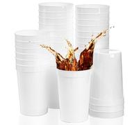 Fasmov 30 Pack 16 oz. Plastic Cups Plastic Tumblers Blank Reusable Drink Tumblers for Parties, Events, Marketing, Weddings, White
