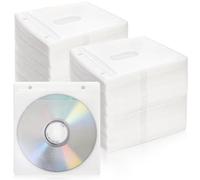 Fasmov 500 Pack Premium CD DVD Sleeves, Double Sided Refill Plastic Sleeve Disc Sleeves with Non-Woven Fabric for CD and DVD Storage Binders Disc Case (White)