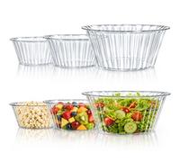 Fasmov 6 Pack Clear Plastic Salad Bowls, Stackable Serving Bowls with Vertical Ribbed Design, 3 Sizes Nesting Bowls for Kitchen, Meal Prep, Fruits, Salads, Parties and Daily Use
