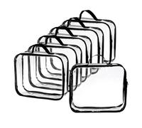 Fasmov 6 Pack Large Clear Travel Packing Cube, See-Through PVC Organizer, Vinyl Zippered Storage Bags Multipurpose Pouch with Handle for Suitcase Pants, Cashmere, Sweaters Shirts Dress Storage