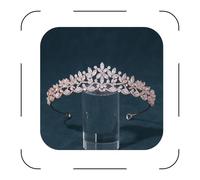 FASNAHOK Rose Gold Princess Birthday Crowns for Girls Cubic Zirconia Wedding Tiaras for Women CZ Bridal Hair Accessories for Bride Tiaras Para 15 Años Quinceañeras