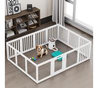 FASNATI Clear Acrylic Dog Pen Indoor, Transparent Puppy Playpen, Plastic Pet Playpen for Small Dogs, Easy to Assemble and Clean, 14 Panels
