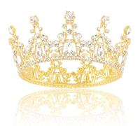 FASOTY Gold Crown Cake Topper Mini Crown for Bouquets Rhinestones Tiara for Girls Birthday Tiara Cake Decoration for Wedding Birthday Party