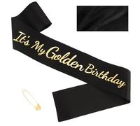 FASOTY It's My Golden Birthday Sash - Black Satin with Gold Foil Golden Birthday Sash for Women Funny Birthday Party Favor Supplies Accessories Gifts for Girls
