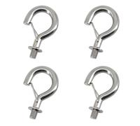 Faspiroty 4Pcs M8 304 Stainless Steel Question Mark Hanging Hook Bolt Eye Hook with Spring Buckle Connecting Hook for Ceiling Haning Hammock, Sandbag, Chain, Awning