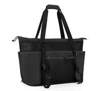 Fasrom Extra Large Mesh Beach Bag with Zipper Bottom, Family Beach Tote Bag with Wet and Dry Separation (Patent Pending), Black