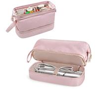 Fasrom Storage Case Compatible with Dyson Airwrap, Wide-Open Hair Travel Bag Compatible with Shark Flexstyle Hair Dryer Attachments Storage for Women Travel Essentials, Rose (Patent Design, Bag Only)