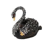 FASSLINO Black Swan Animal Jewelry Trinket Boxes Hinged Enamel Hand-Painted Collectible Figurines Craft Gift for Home Decor