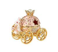 FASSLINO Bunny Pumpkin Carriage with Flowers Jewelry Trinket Box Hinged Hand-Painted Enamel Ornaments Gift for Home Decor (Pink)