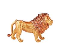 FASSLINO Lion Trinket Boxes Hinged Enamel Hand-Painted Jewelry Box Animals Figurine Unique Gift for Home Decor