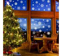 Fassory 155 Pcs White Snowflake Window Stickers, Reusable Christmas Static Cling Window Stickers Decals(White)