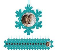 Fassory 20 Pcs Blue Christmas Ornaments Snowflakes Felt Glittering Hanging Photo Frame, Xmas Tree Photo Baubles, Pictured Gift Tags, Winter Frozen Party Decorations (Blue Snowflakes)
