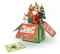 Fassory 3D Christmas Card with Envelope, Merry Christmas Pop Up Card, 3D Box Greeting Card (Santa Is Here)
