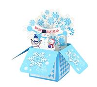 Fassory 3D Christmas Card with Envelope, Merry Christmas Pop Up Card, 3D Box Greeting Card (Snow & Snowman)