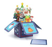 Fassory 3D Christmas Card with Envelope, Merry Christmas Pop Up Card, 3D Box Greeting Card (Winter Gifts)
